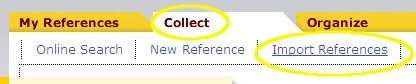 Technology Help and Information > Endnote Web - Capturing Citations > collect-import.jpg