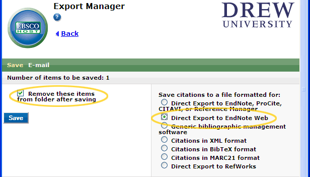 Technology Help and Information > Endnote Web - Capturing Citations > export3.gif