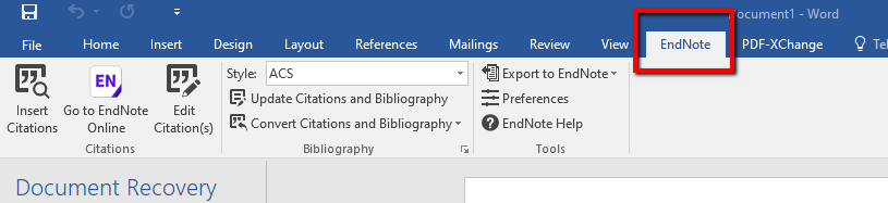 how do i get endnote toolbar in word for mac