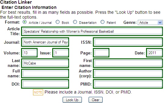 Drew University Library > Linking to E-journal articles > citation-search.jpg