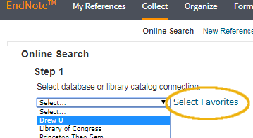 Technology Help and Information > Searching the Drew Library Catalog through EndnoteWeb > choose-catalog.png