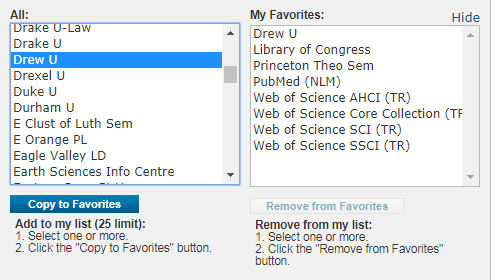 Technology Help and Information > Searching the Drew Library Catalog through EndnoteWeb > fav-cats.png