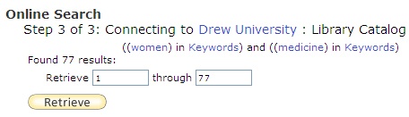 Technology Help and Information > Searching the Drew Library Catalog through EndnoteWeb > step3.jpg