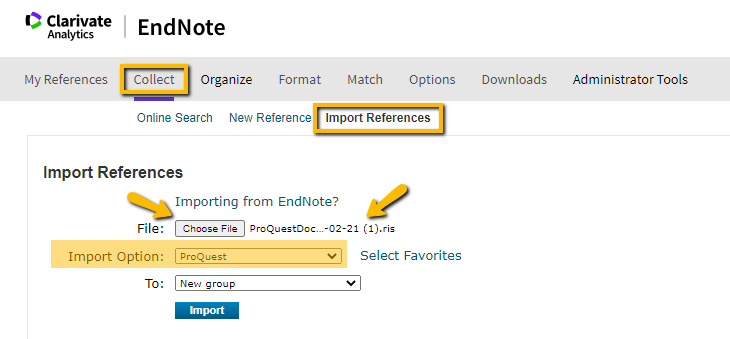 Technology Help and Information > Exporting Citations From Proquest and Importing to EndNoteWeb > proquest citation3.png