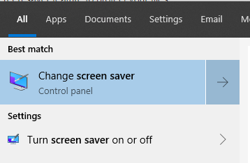 screen saver option in start menu