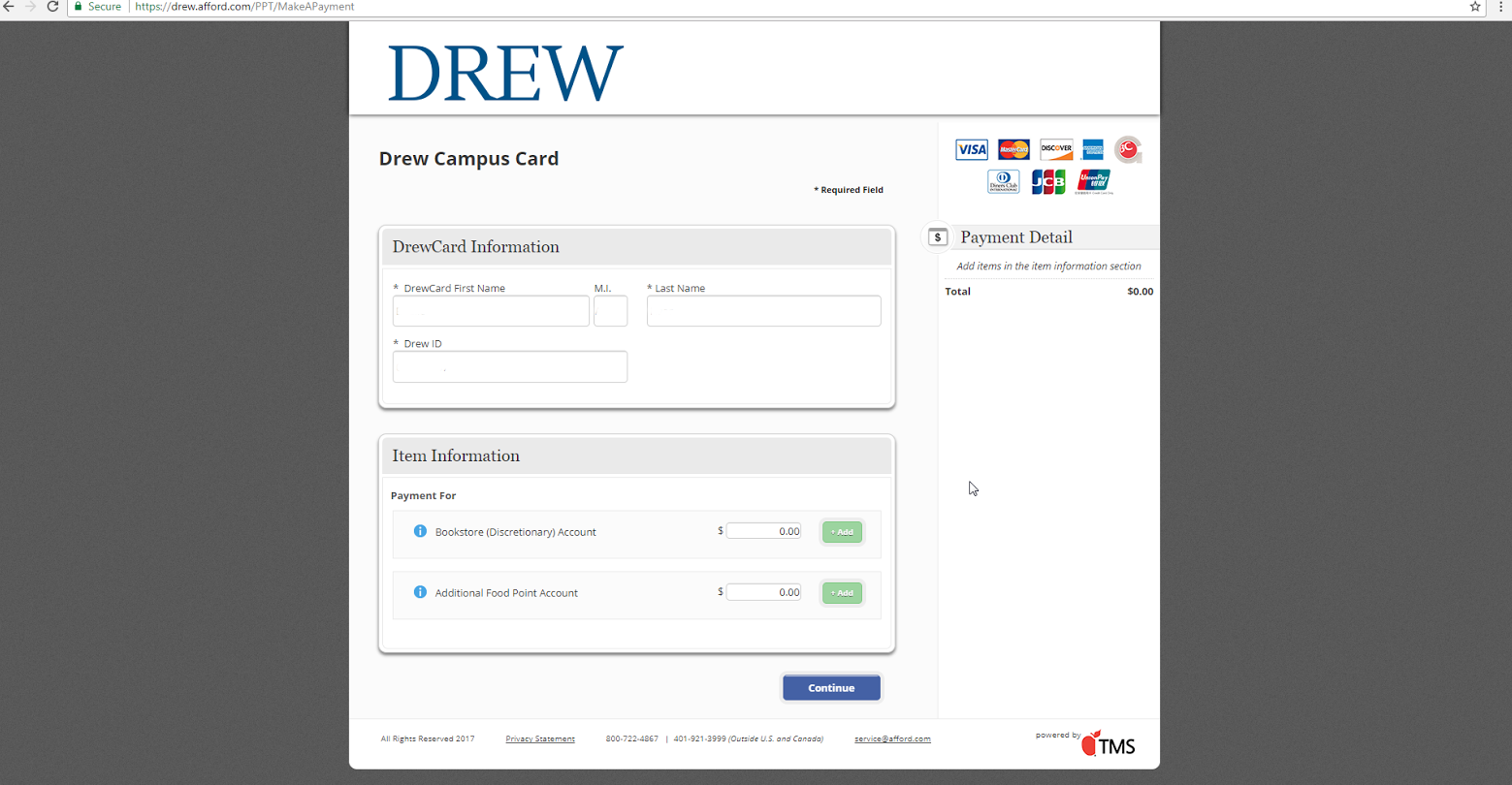 Drew University Library > Adding Funds/Money to Bookstore account for Library Printing > T3.png